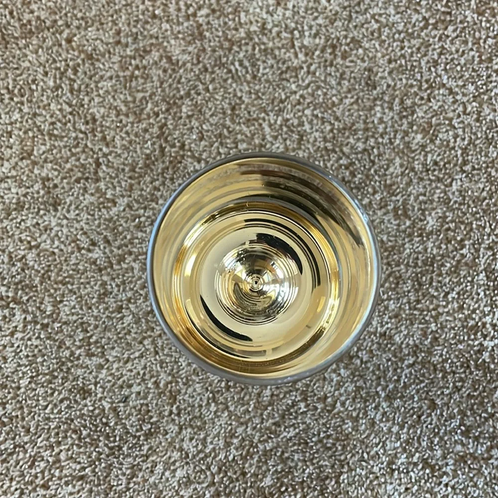 VTG striped Wine Glass/candle votives 8”